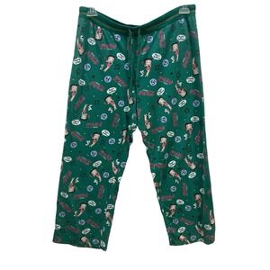 Betty Boop & Coke Coca‎ Cola Pajama Bottoms Lounge Pants Women's Size L Green